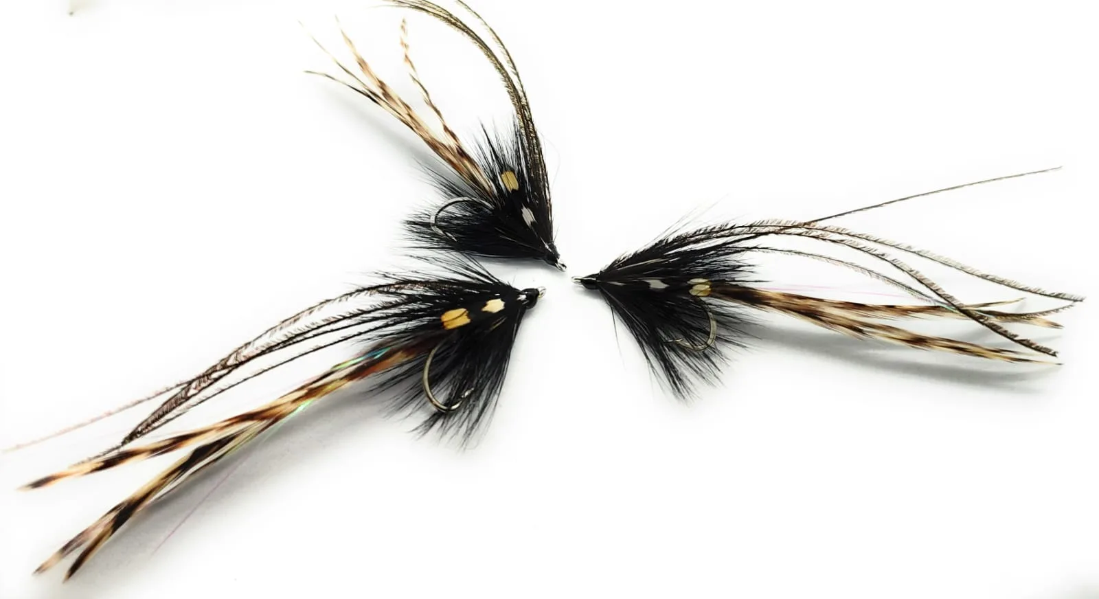 Flat Wing Brush Black/Grizzly mosca artificiale mare amo 1/0 2 2/0 3/0