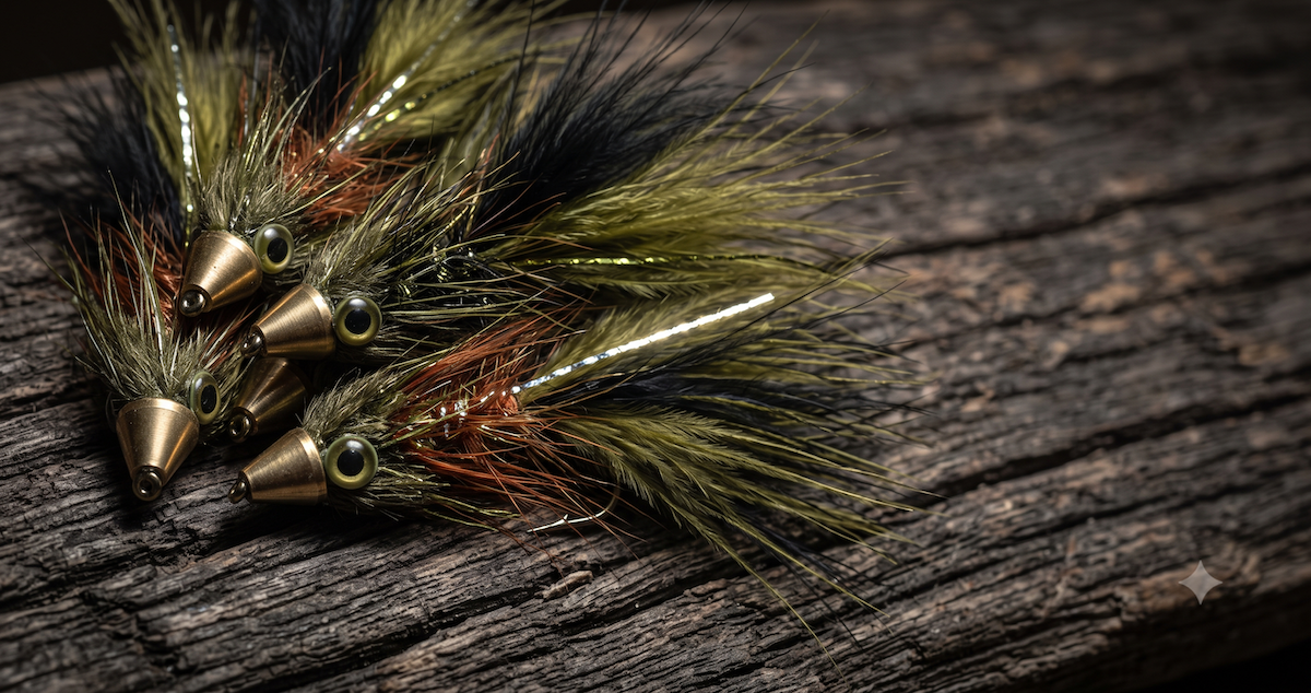 Streamer artificiali con code in marabou e riflessi metallici