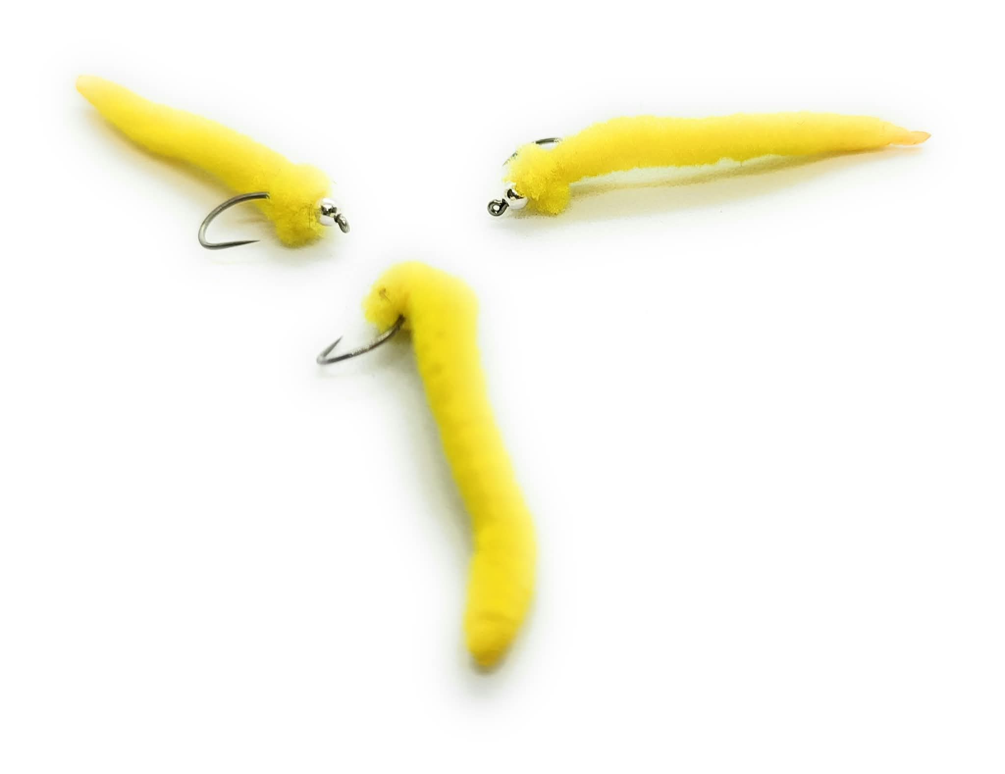 Worm Mop Chenille Yellow mosche artificiali #8 #10 #12