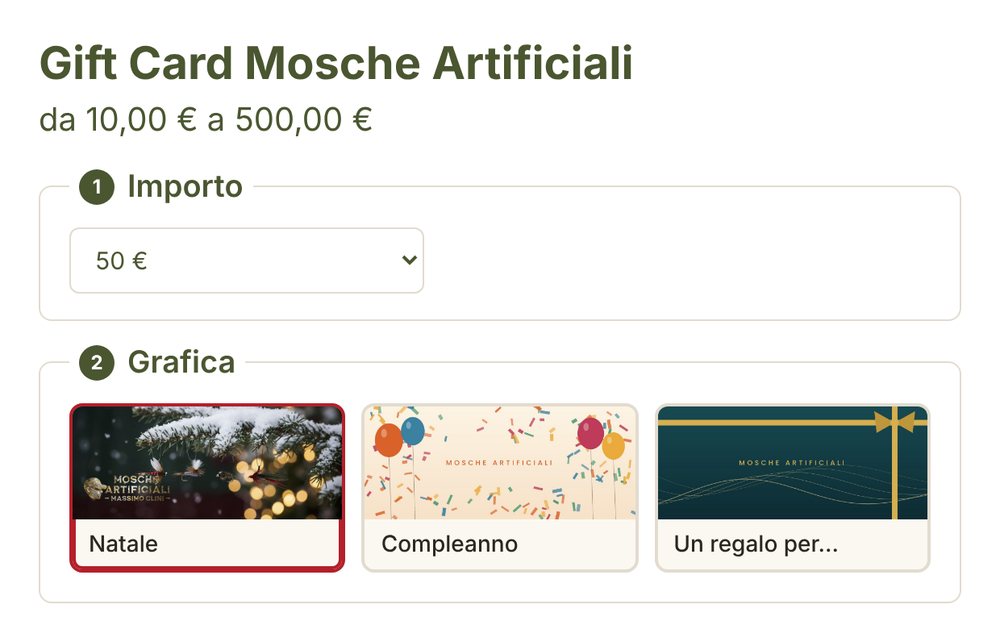 Scelta dell'importo e della grafica della gift card