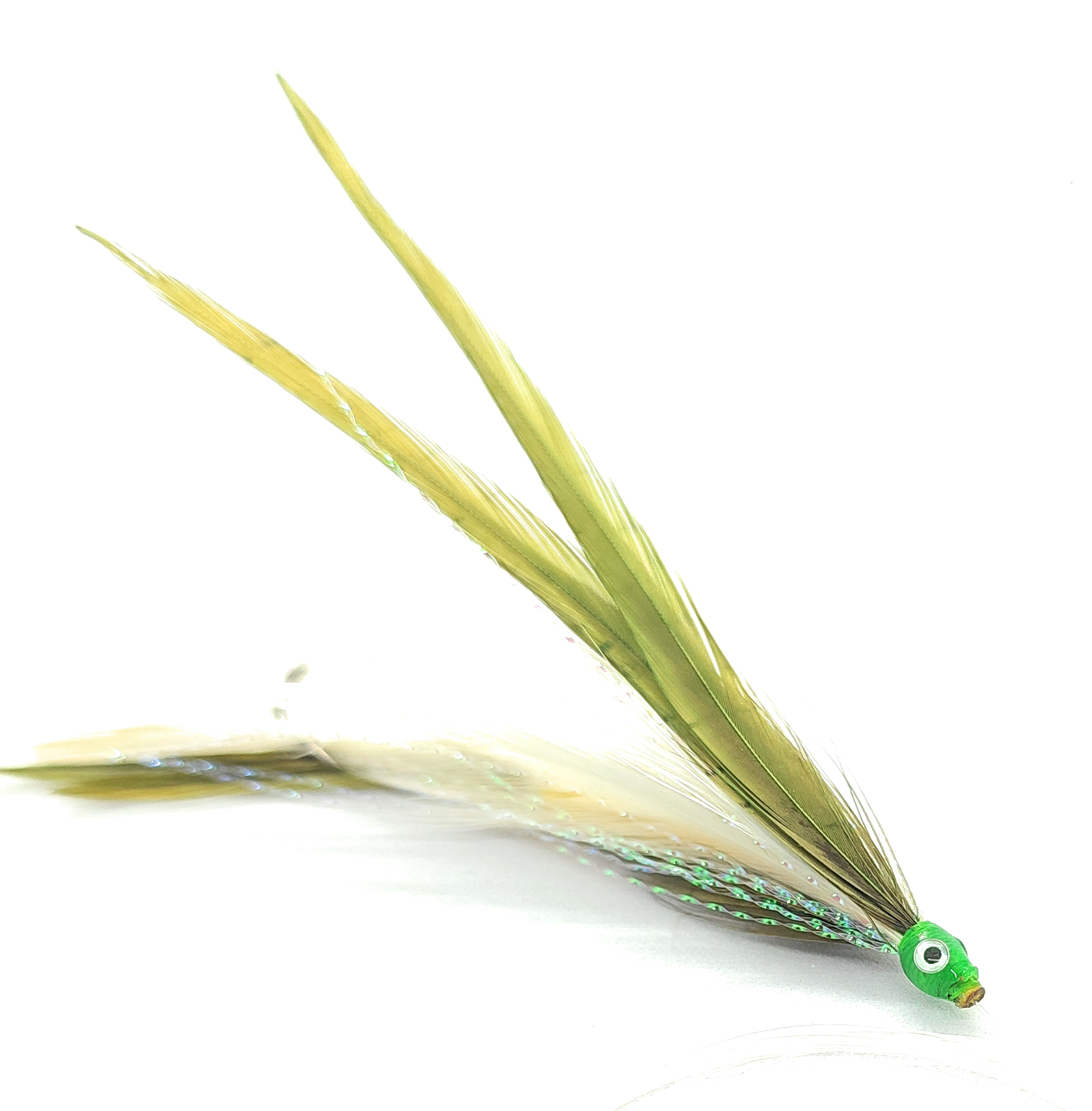 Mosche artificiali traina bianca verde 10cm 7cm 5cm pesca