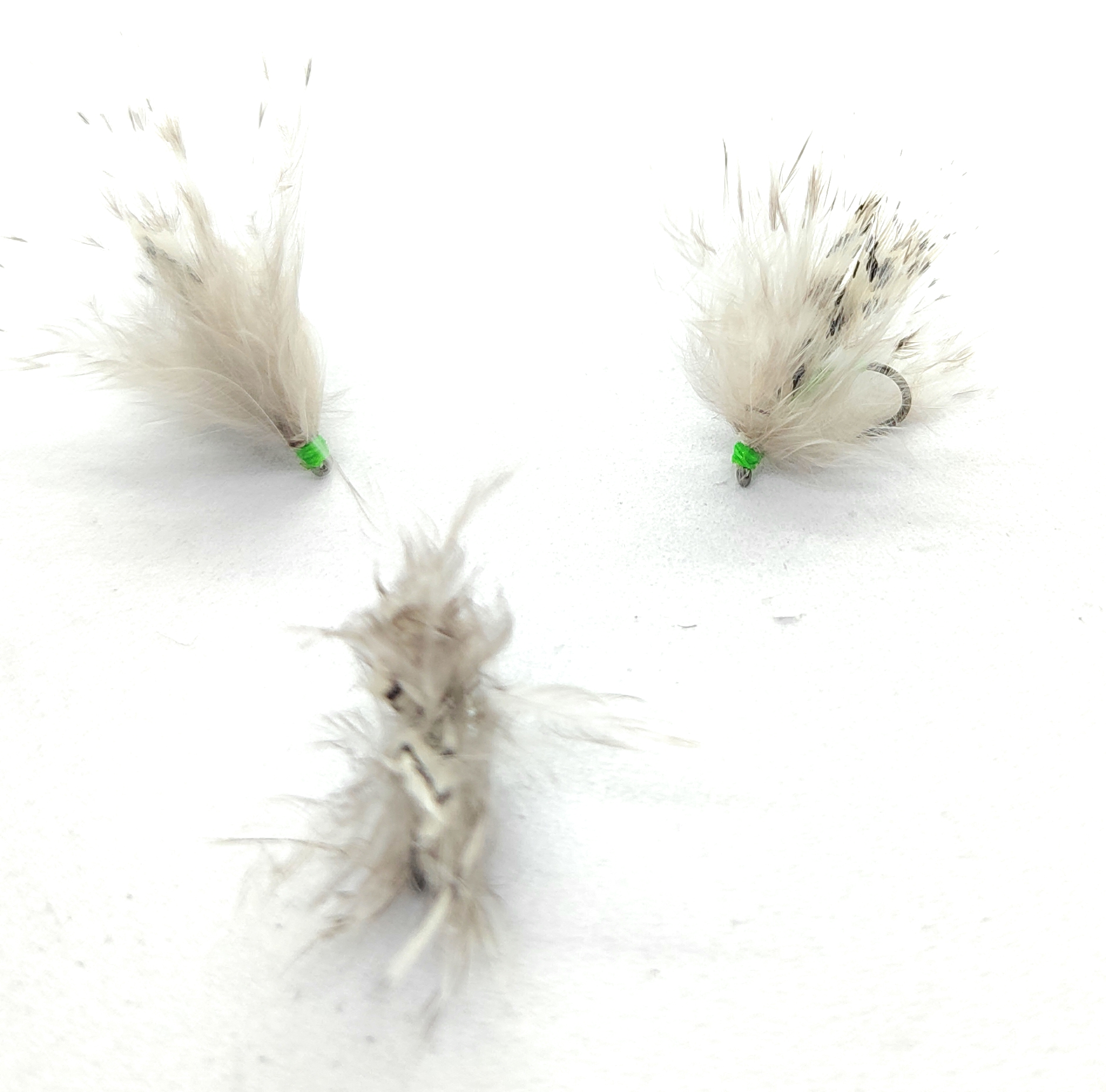 Mosche artificiali sommerse Silver Pheasant bianche #8-12, 3 artificiali fluffy